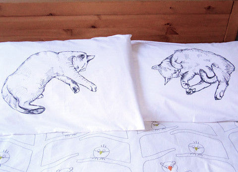 Cat Napper Cotton Eco Friendly Pillowcases - Stuff & All Ltd 
