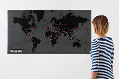 Mini Pin Wall World Map Black - Stuff & All Ltd 