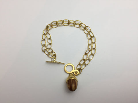 Phoebe Gold 18 Carat Double Chain Acorn Bracelet - Stuff & All Ltd 